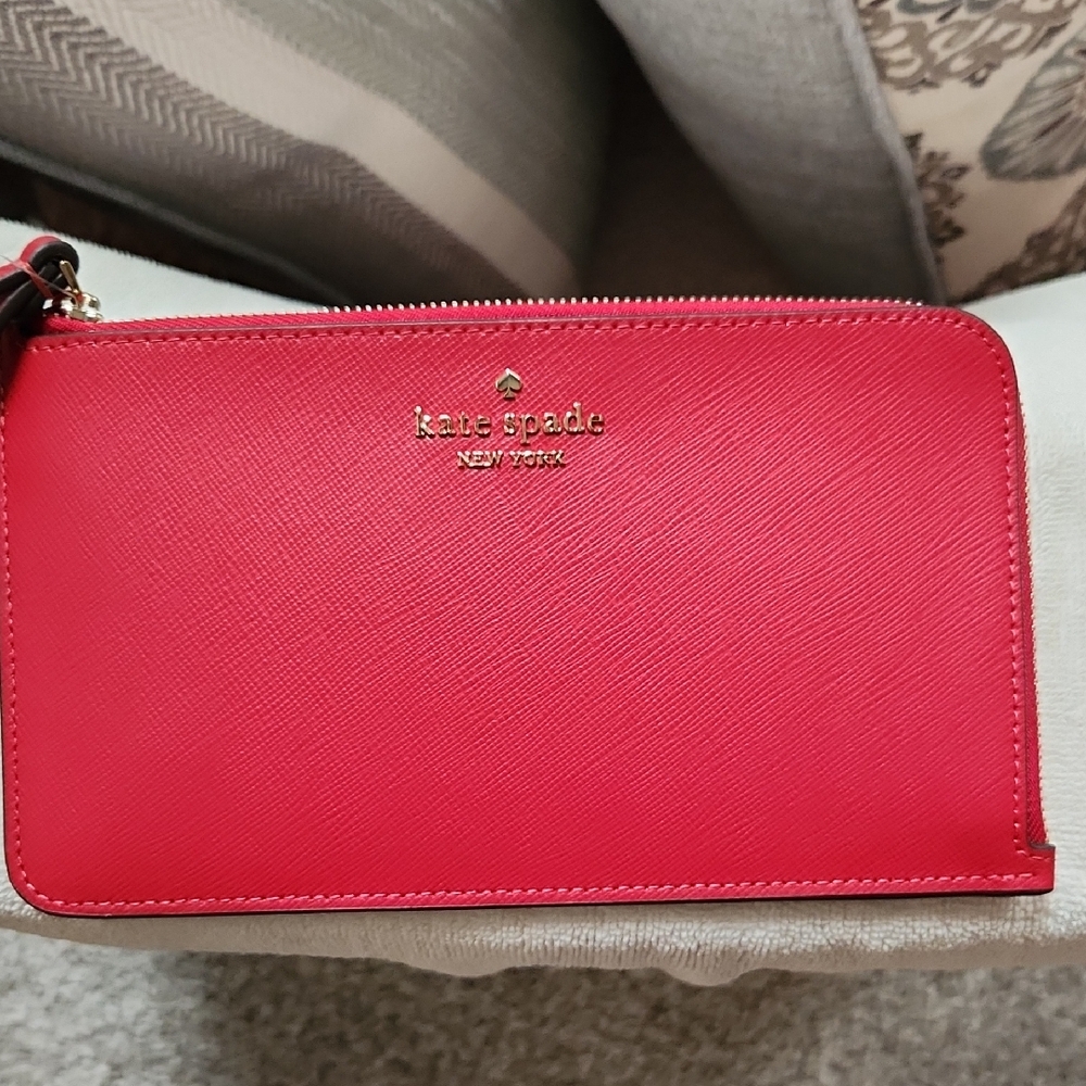 Kate Spade Red Clutch with Gold-Tone Accents